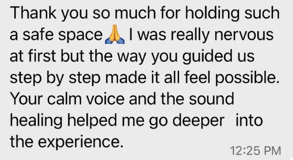 Client message: thank you so much for holding such a safe space. I was really nervous at first but the way you guided us step by step made it all feel possible.
